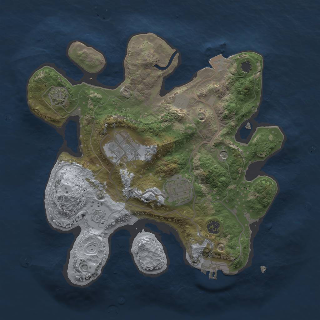 Rust Map: Procedural Map, Size: 2500, Seed: 1826515545, 9 Monuments