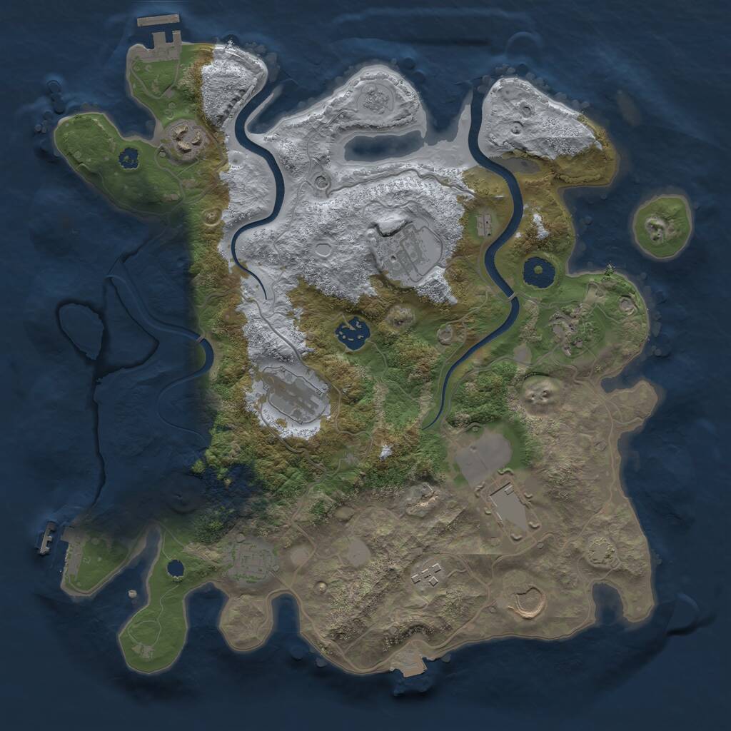 Rust Map: Procedural Map, Size: 3500, Seed: 645290788, 15 Monuments