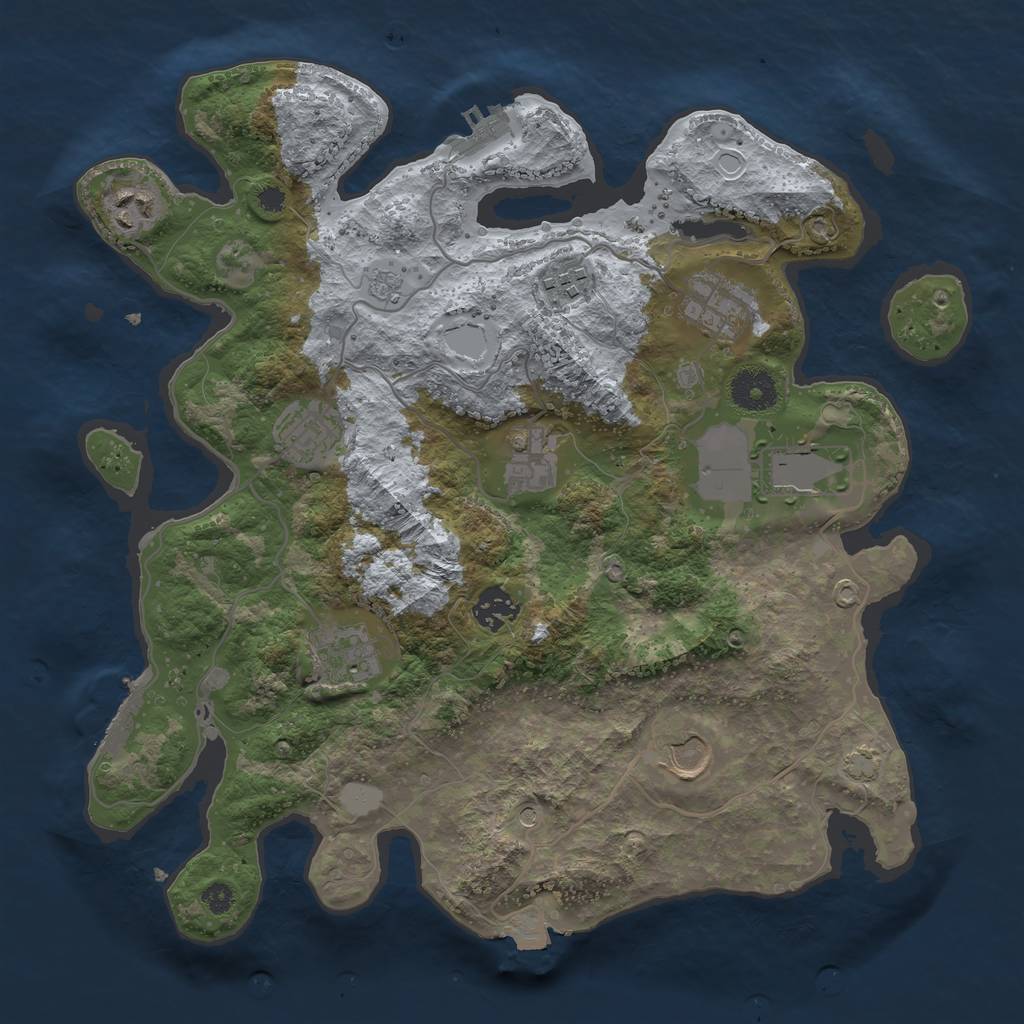 Rust Map: Procedural Map, Size: 3500, Seed: 645290788, 17 Monuments