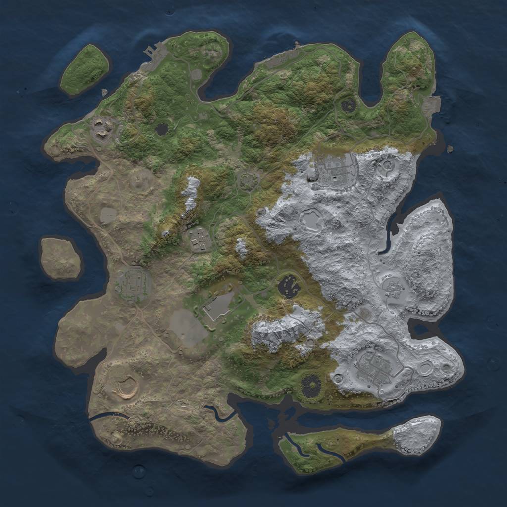 Rust Map: Procedural Map, Size: 3500, Seed: 1659134976, 16 Monuments