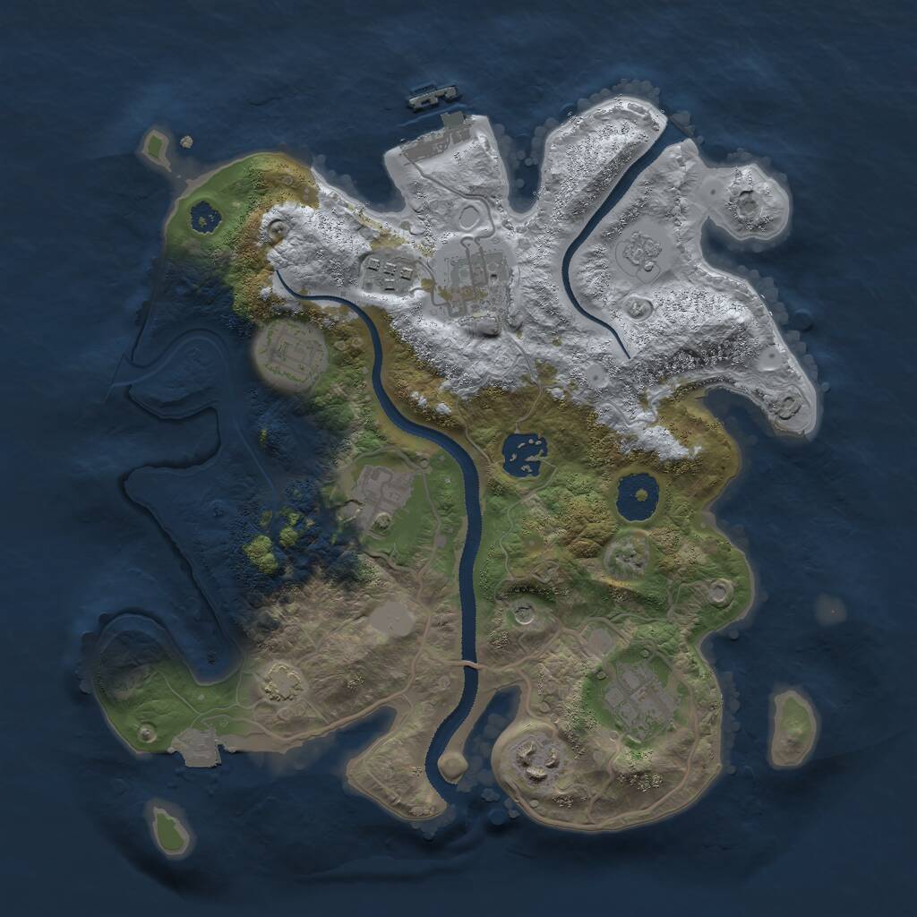 Rust Map: Procedural Map, Size: 3000, Seed: 30966, 12 Monuments