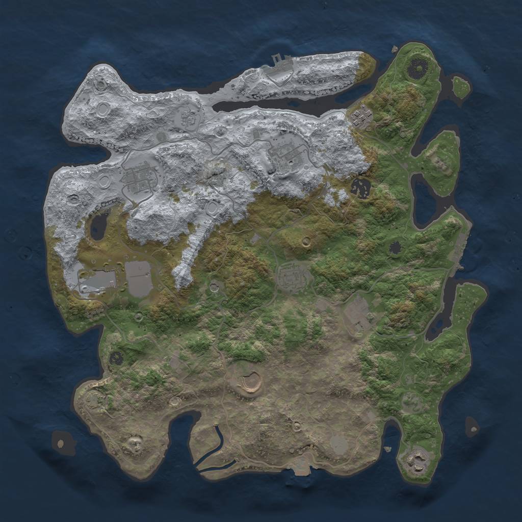 Rust Map: Procedural Map, Size: 3750, Seed: 648252234, 17 Monuments