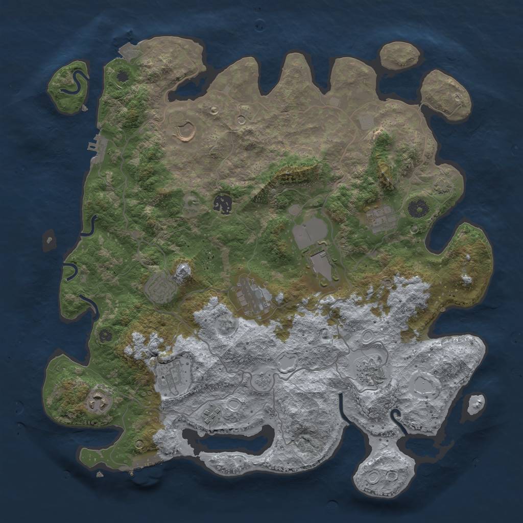 Rust Map: Procedural Map, Size: 4000, Seed: 2998, 18 Monuments