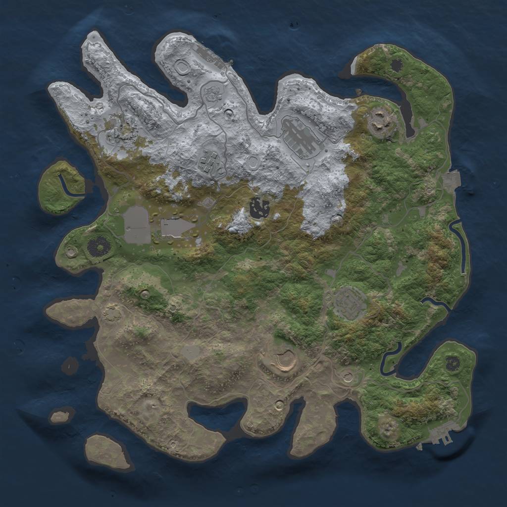 Rust Map: Procedural Map, Size: 3500, Seed: 793989203, 16 Monuments