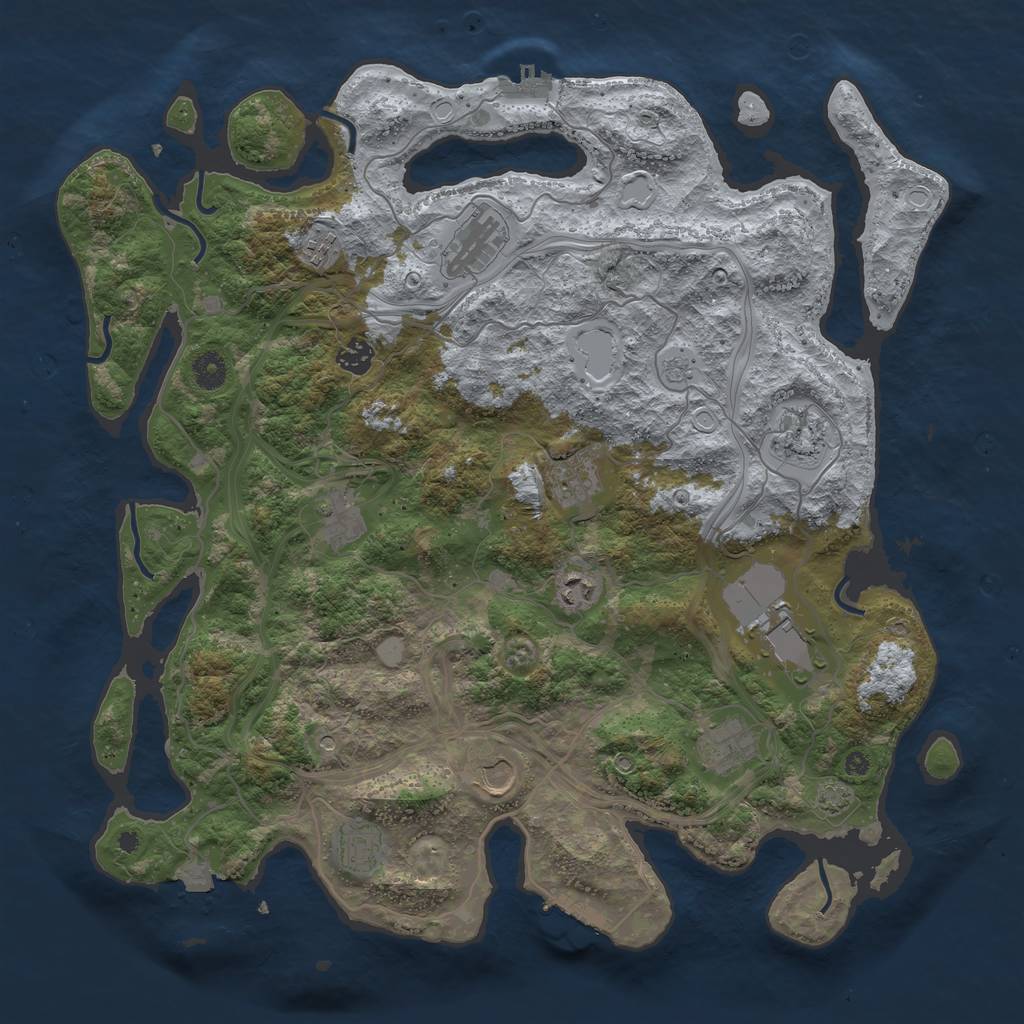 Rust Map: Procedural Map, Size: 4250, Seed: 1205307556, 19 Monuments