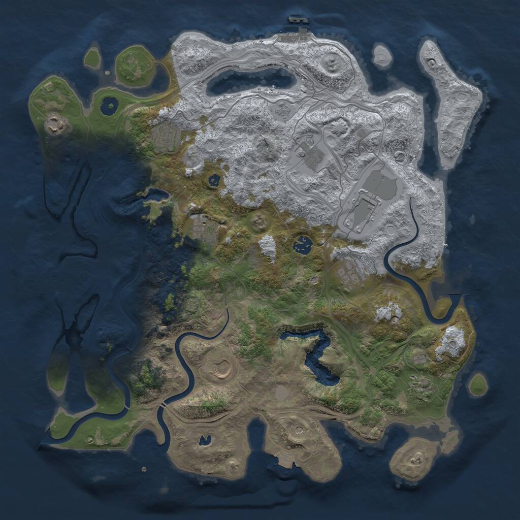 Rust Map: Procedural Map, Size: 4250, Seed: 1205307556, 16 Monuments