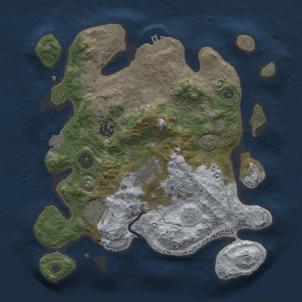 Rust Map: Procedural Map, Size: 3000, Seed: 30108, 9 Monuments
