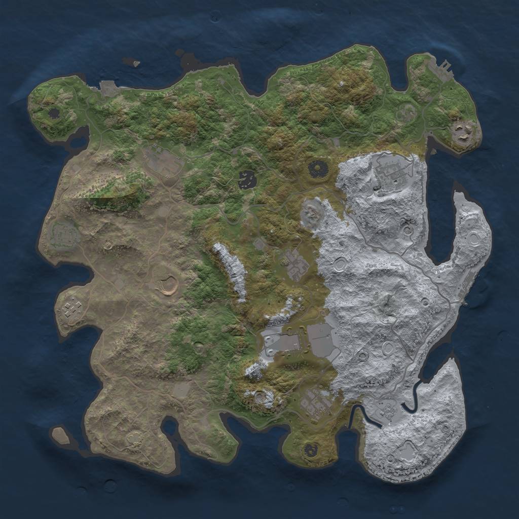 Rust Map: Procedural Map, Size: 4000, Seed: 68345, 18 Monuments