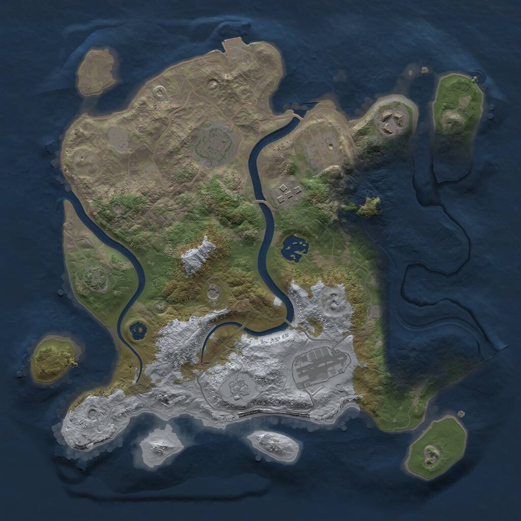 Rust Map: Procedural Map, Size: 3000, Seed: 16899, 10 Monuments