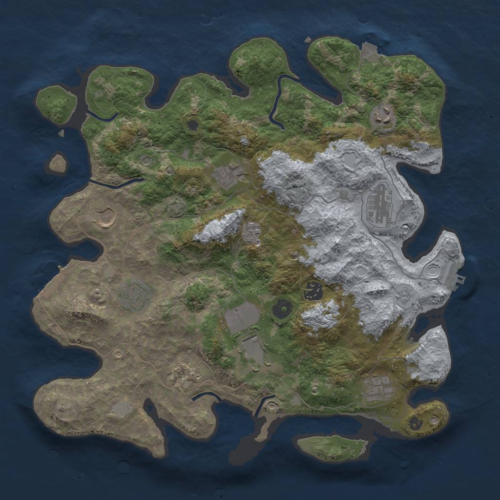 Rust Map: Procedural Map, Size: 3800, Seed: 2081380368, 18 Monuments
