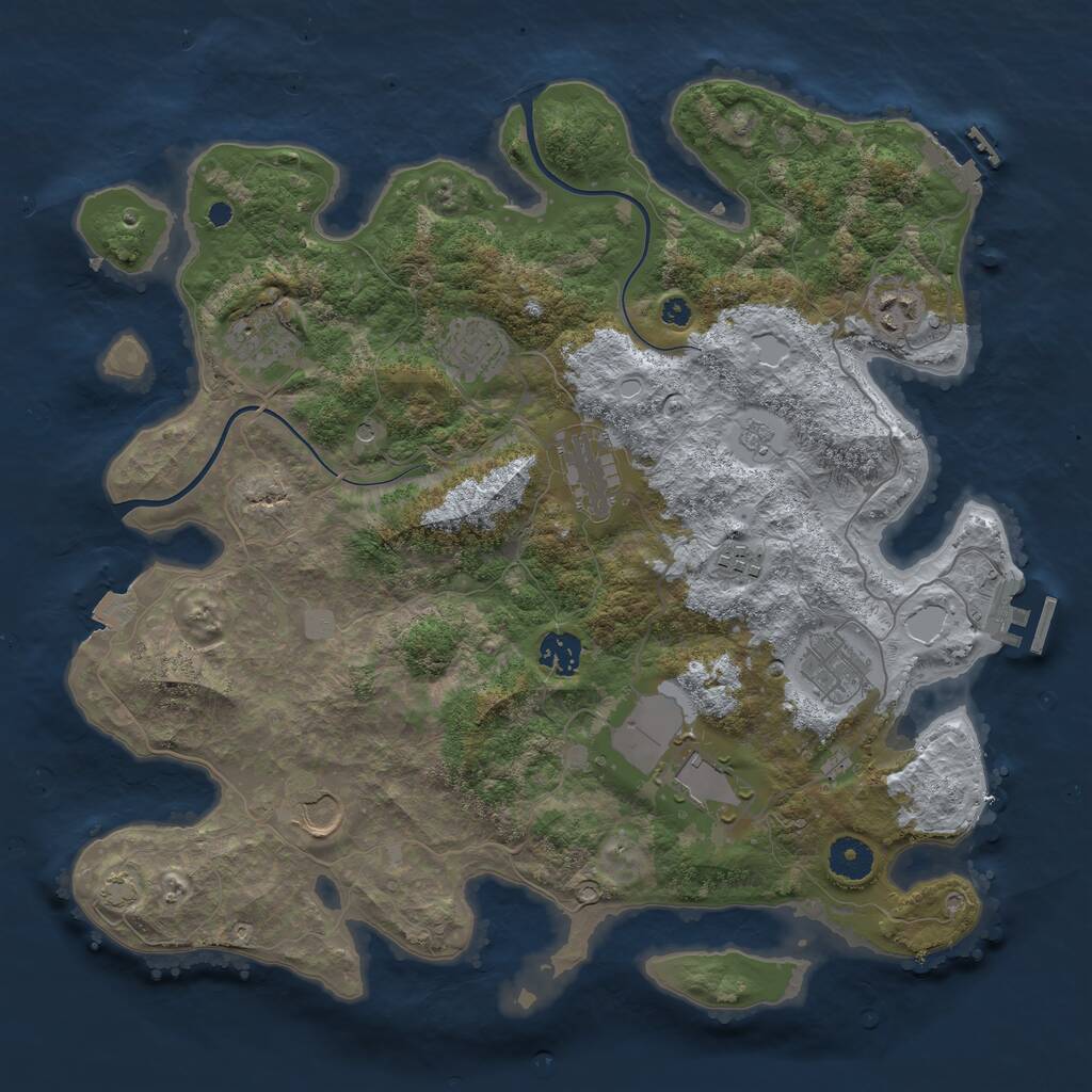 Rust Map: Procedural Map, Size: 3800, Seed: 2081380368, 15 Monuments