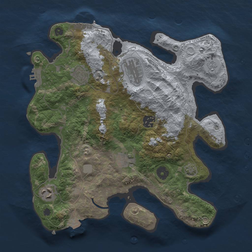 Rust Map: Procedural Map, Size: 3000, Seed: 535463, 12 Monuments