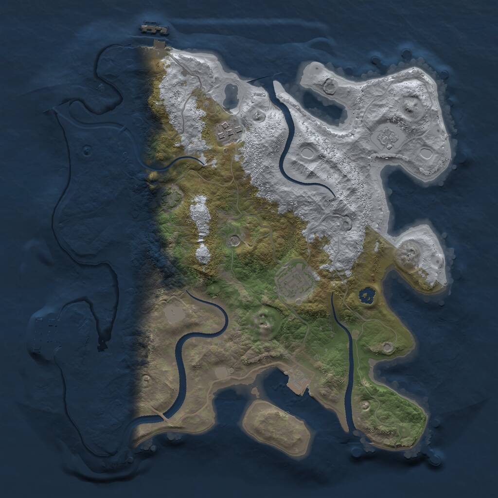 Rust Map: Procedural Map, Size: 3000, Seed: 535463, 8 Monuments