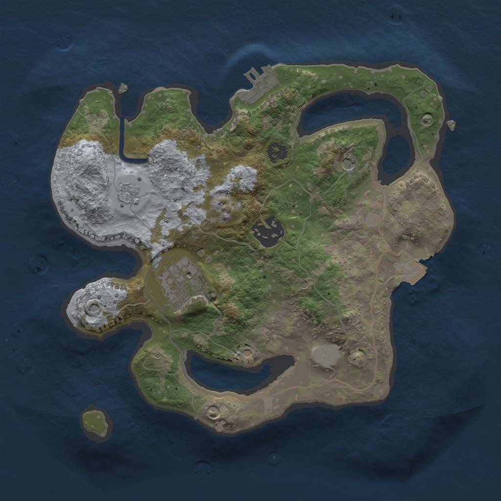Rust Map: Procedural Map, Size: 2500, Seed: 553168381, 8 Monuments