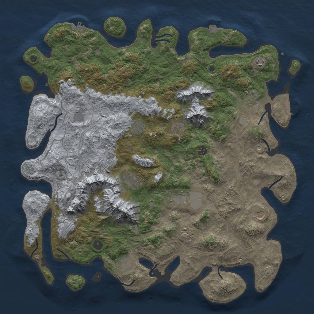 Rust Map: Procedural Map, Size: 5000, Seed: 7489754, 19 Monuments