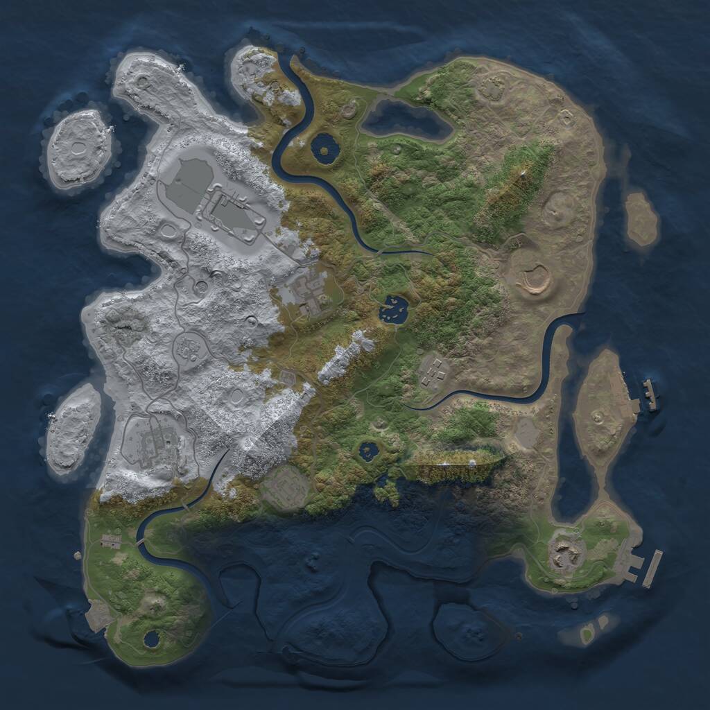 Rust Map: Procedural Map, Size: 3650, Seed: 1805938553, 14 Monuments