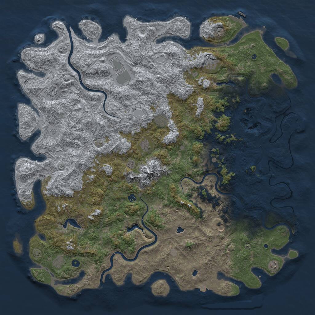Rust Map: Procedural Map, Size: 6000, Seed: 436538490, 17 Monuments