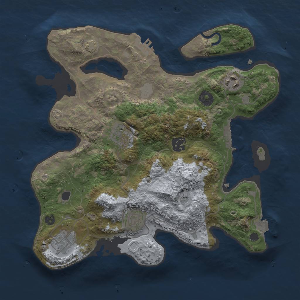 Rust Map: Procedural Map, Size: 3000, Seed: 21153, 12 Monuments