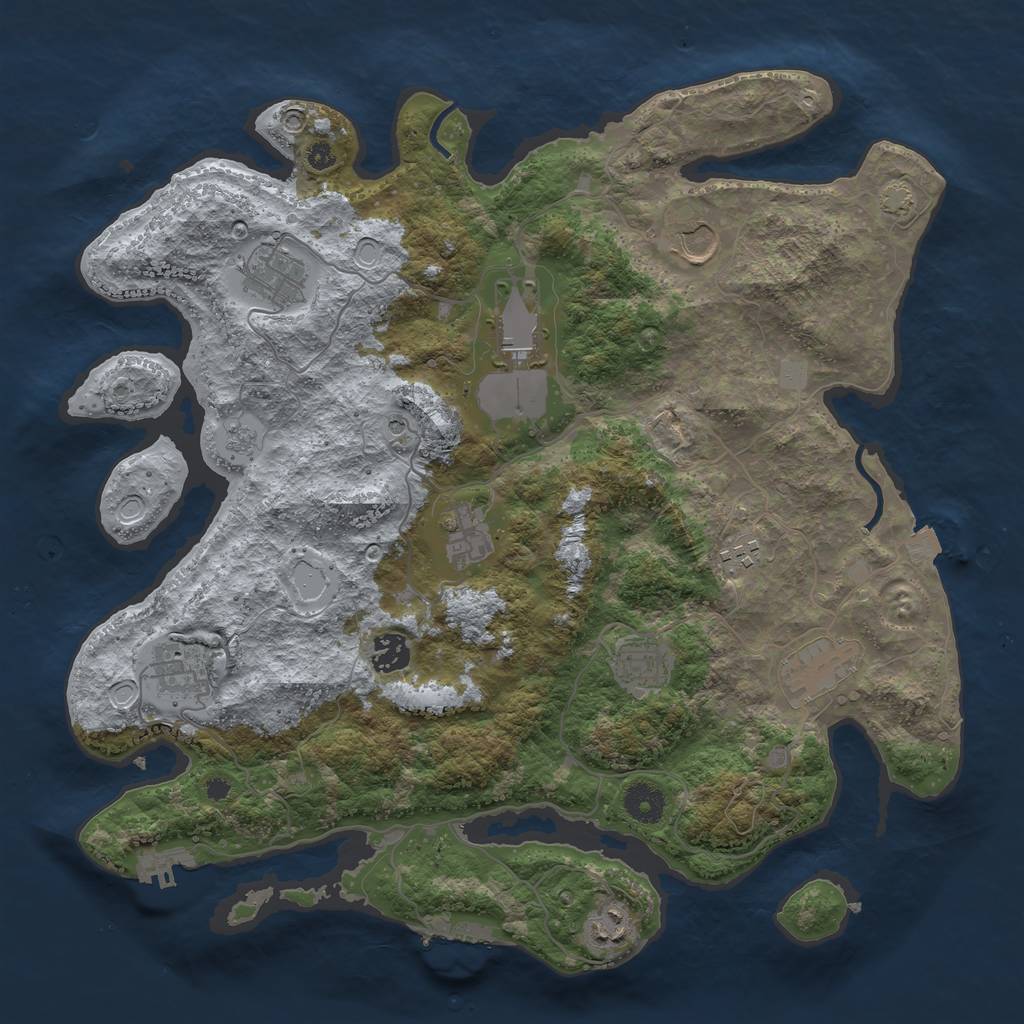 Rust Map: Procedural Map, Size: 3850, Seed: 35612702, 18 Monuments
