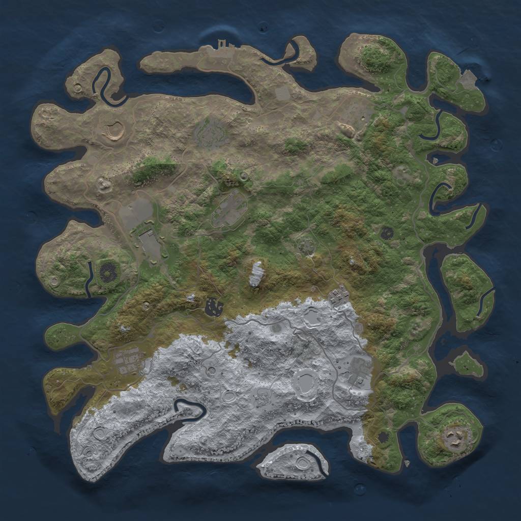 Rust Map: Procedural Map, Size: 4100, Seed: 70984454, 17 Monuments