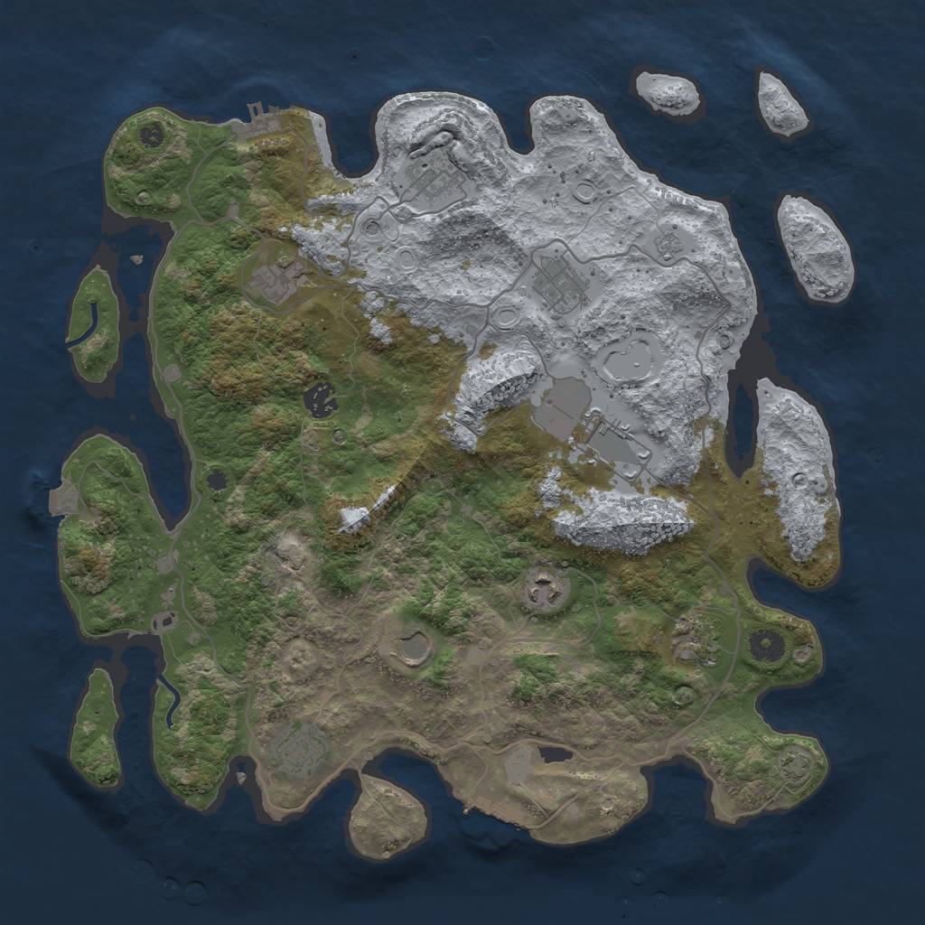 Rust Map: Procedural Map, Size: 4000, Seed: 2309841, 17 Monuments