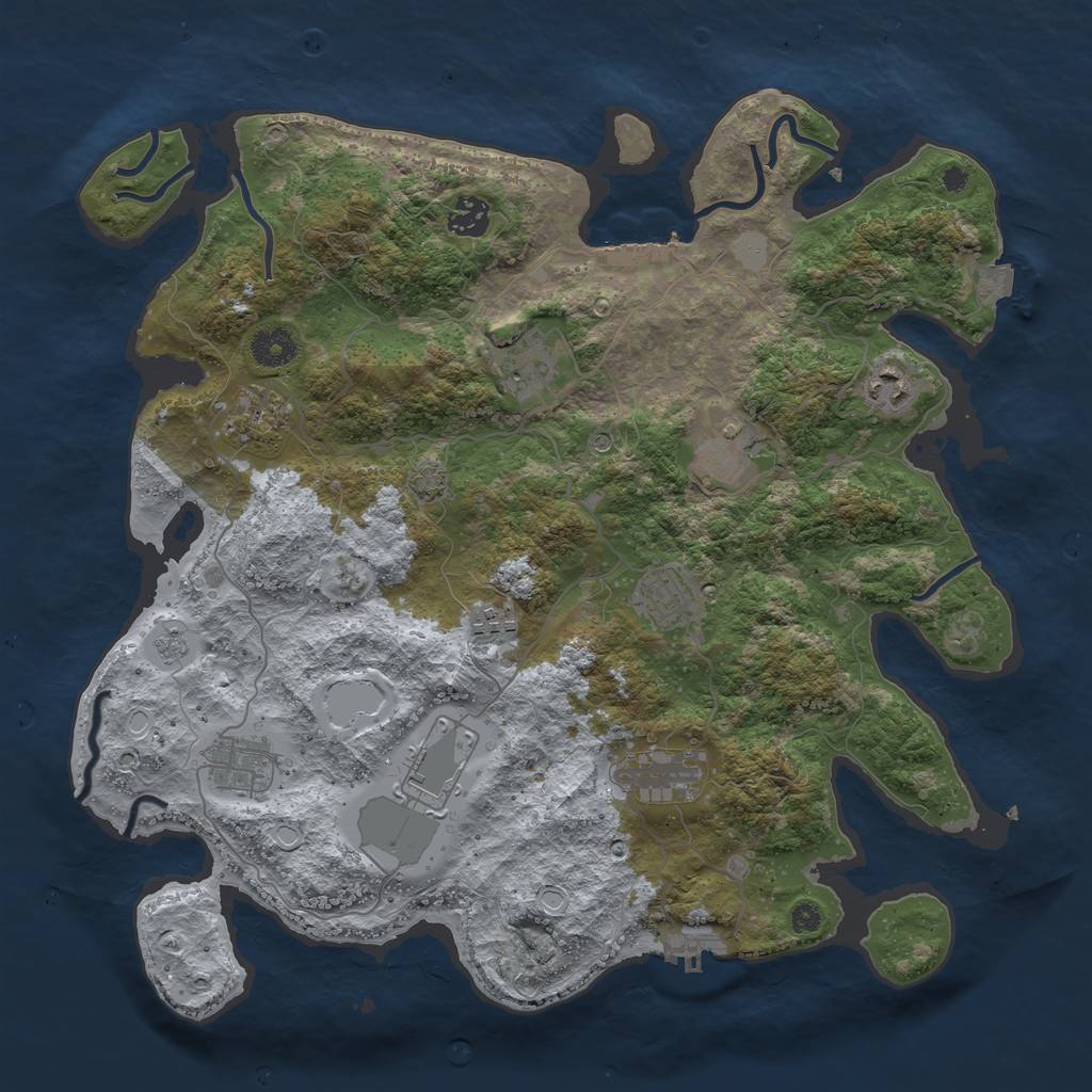 Rust Map: Procedural Map, Size: 3850, Seed: 984484612, 18 Monuments