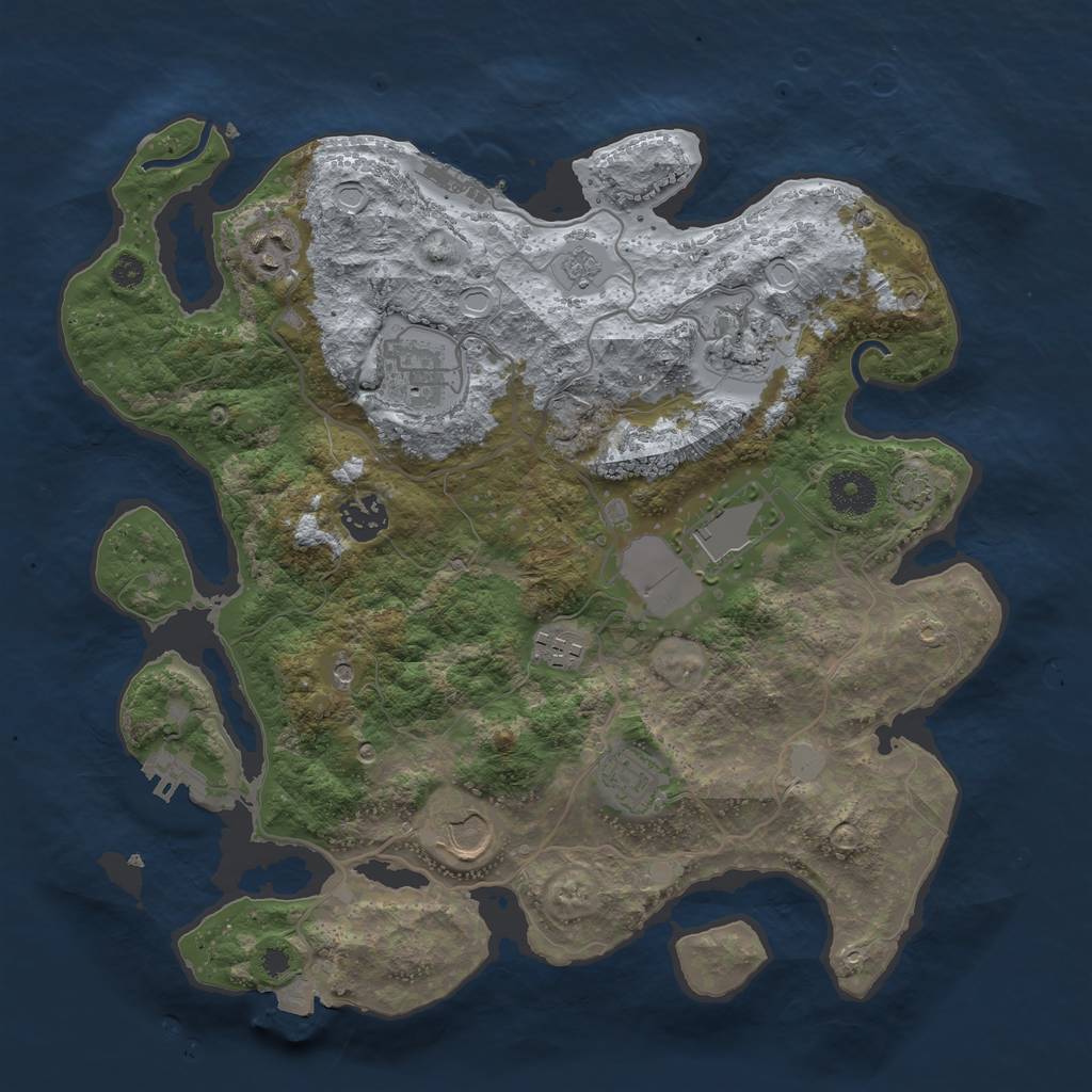 Rust Map: Procedural Map, Size: 3500, Seed: 245889098, 16 Monuments