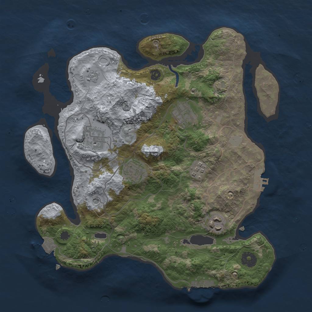 Rust Map: Procedural Map, Size: 3000, Seed: 11391, 13 Monuments