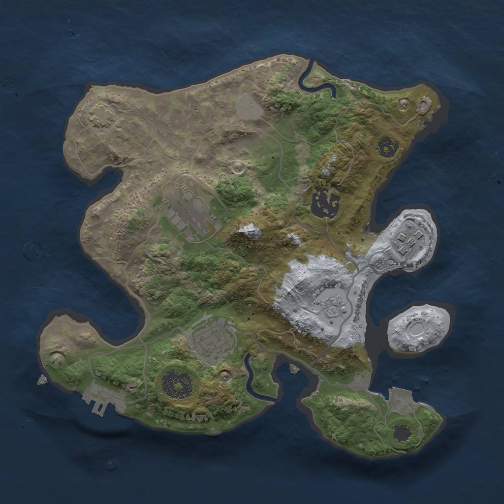 Rust Map: Procedural Map, Size: 2500, Seed: 1590841624, 10 Monuments