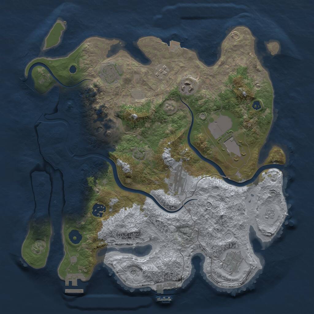 Rust Map: Procedural Map, Size: 3500, Seed: 1698413307, 14 Monuments