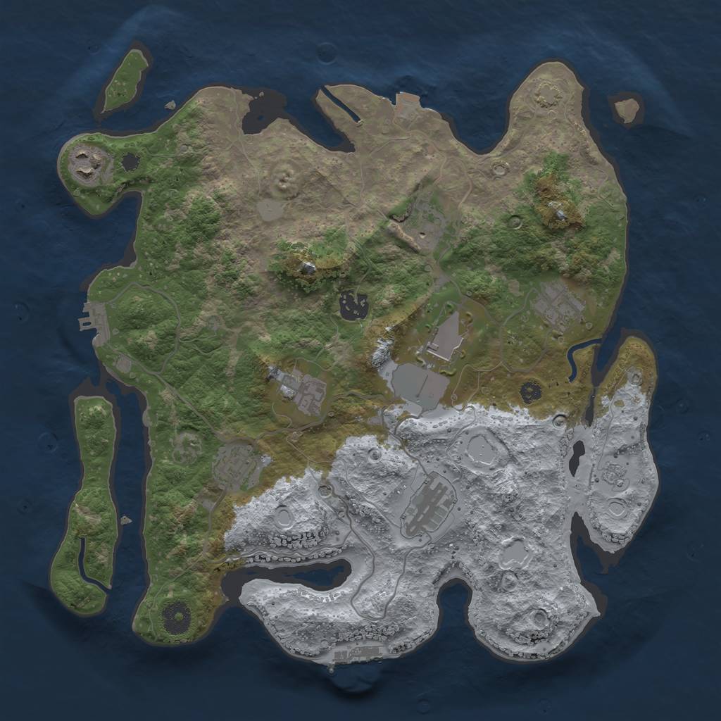 Rust Map: Procedural Map, Size: 3500, Seed: 1698413307, 16 Monuments