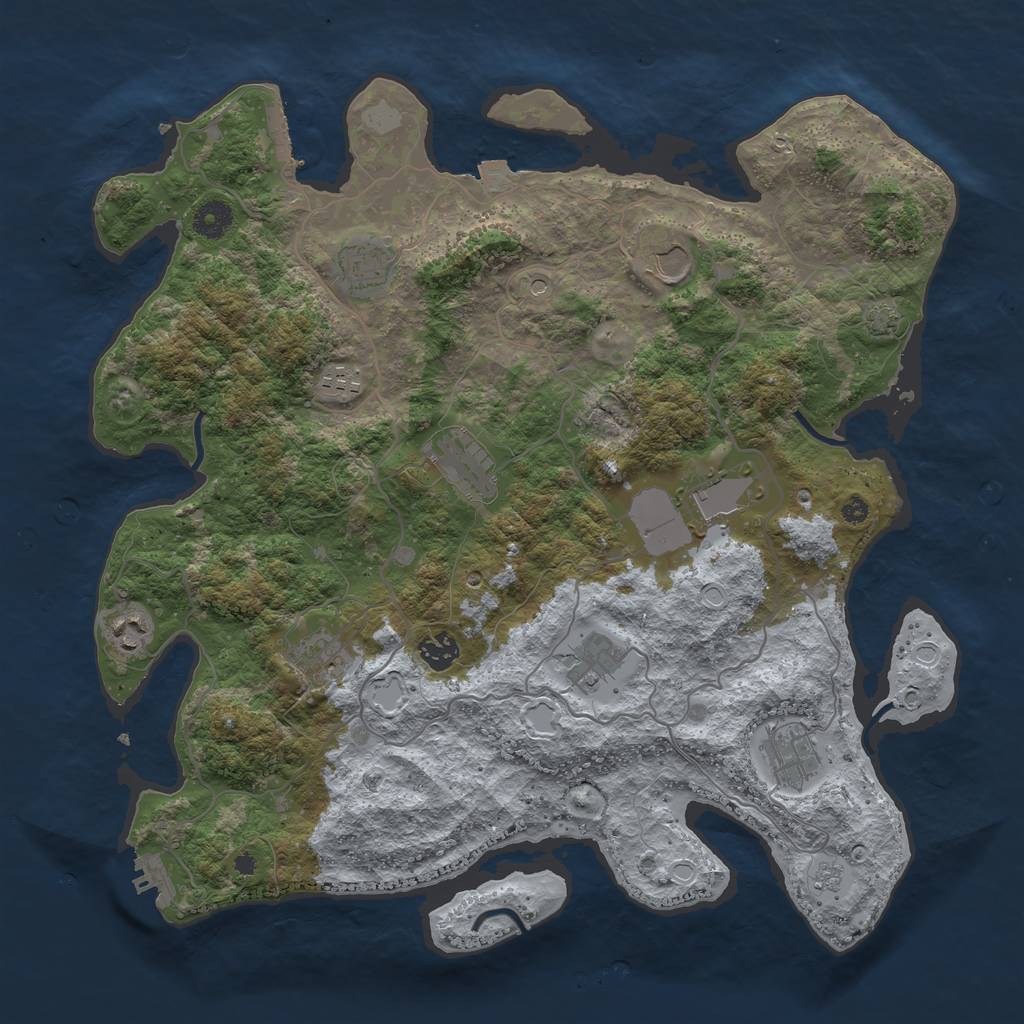 Rust Map: Procedural Map, Size: 4000, Seed: 132893111, 18 Monuments
