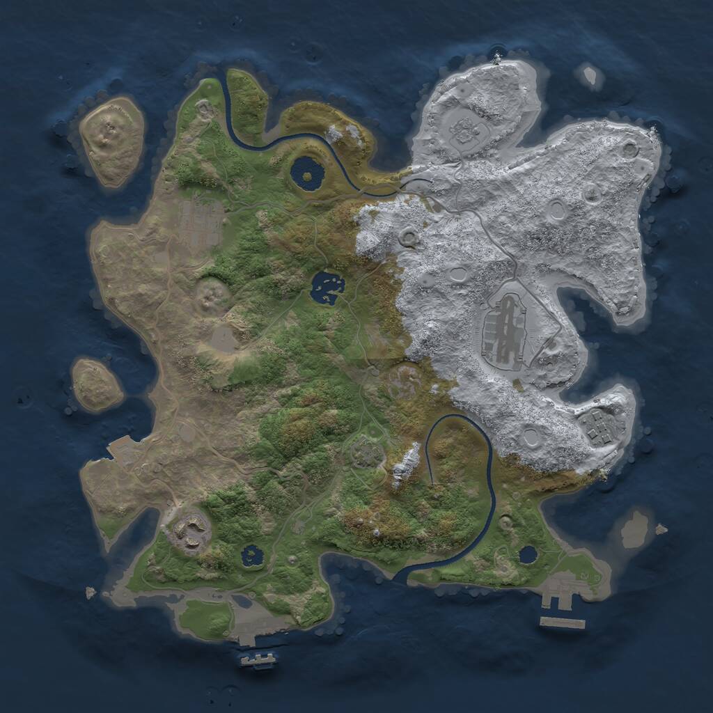 Rust Map: Procedural Map, Size: 3200, Seed: 822044585, 10 Monuments