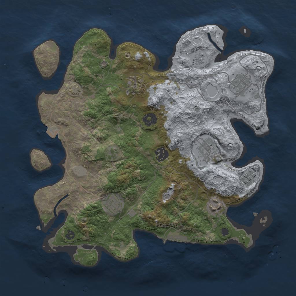 Rust Map: Procedural Map, Size: 3200, Seed: 822044585, 14 Monuments