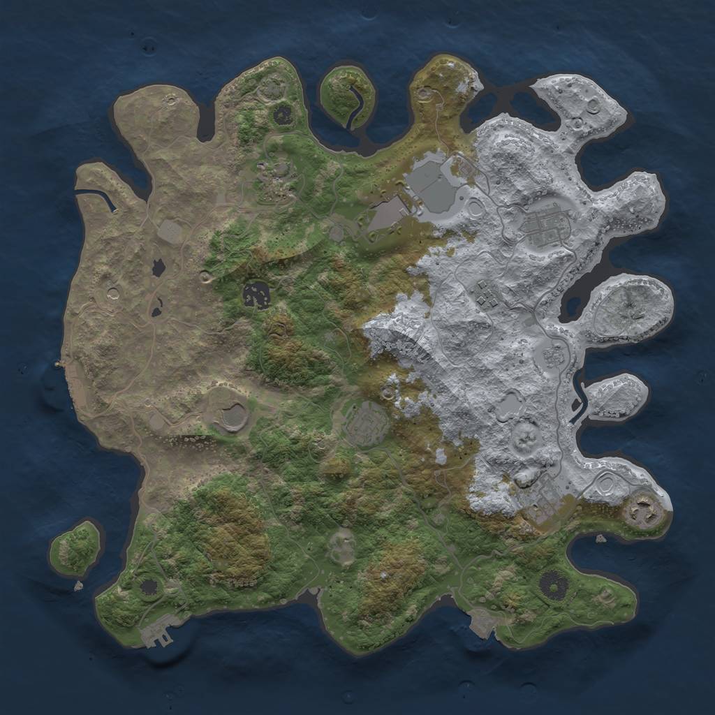 Rust Map: Procedural Map, Size: 3700, Seed: 31704306, 17 Monuments