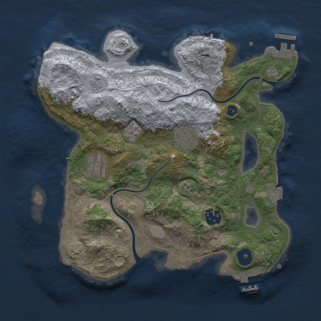 Rust Map: Procedural Map, Size: 3000, Seed: 11418, 10 Monuments