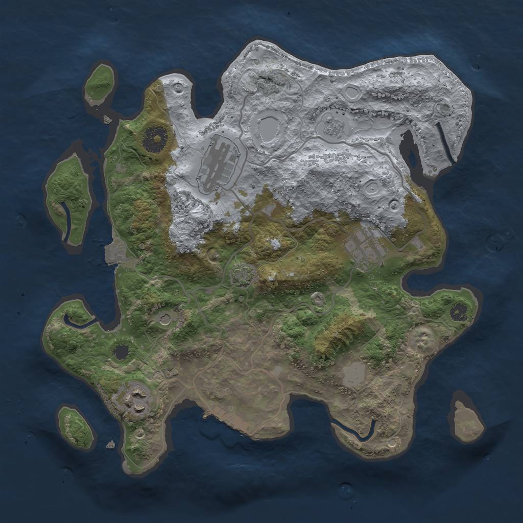 Rust Map: Procedural Map, Size: 3000, Seed: 49846, 10 Monuments