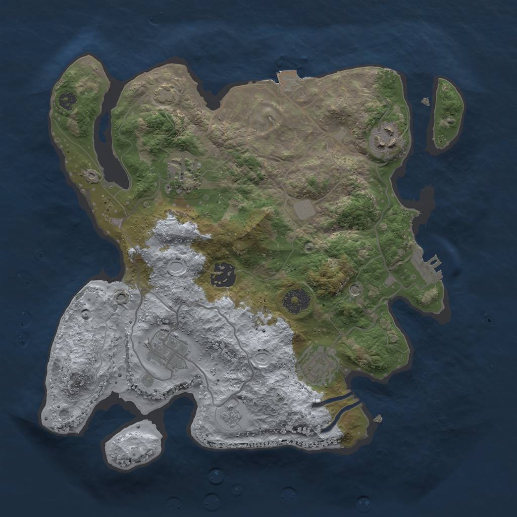 Rust Map: Procedural Map, Size: 3000, Seed: 32666, 12 Monuments