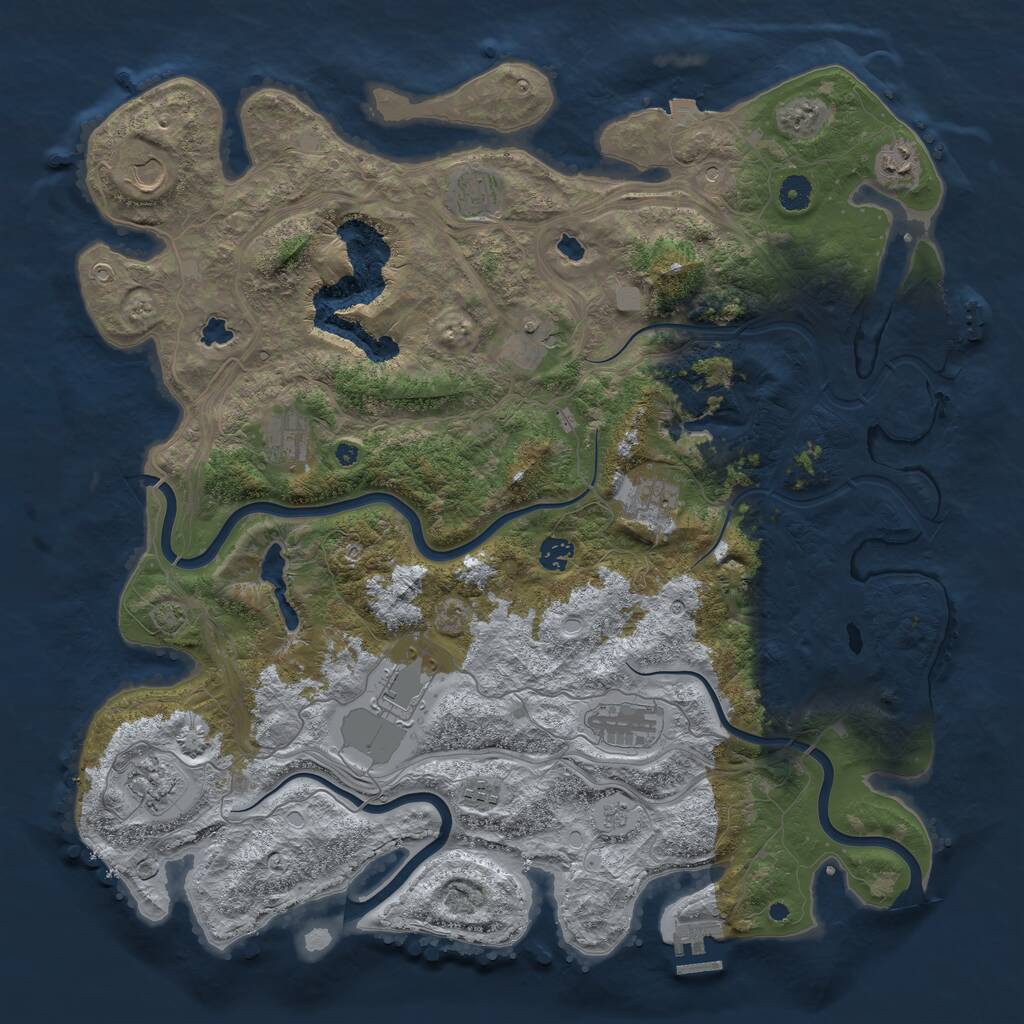 Rust Map: Procedural Map, Size: 4500, Seed: 633789990, 17 Monuments
