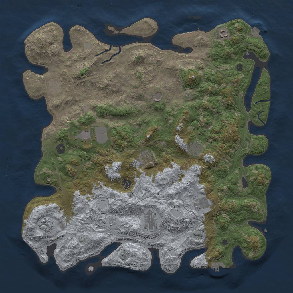 Rust Map: Procedural Map, Size: 4500, Seed: 633789990, 19 Monuments