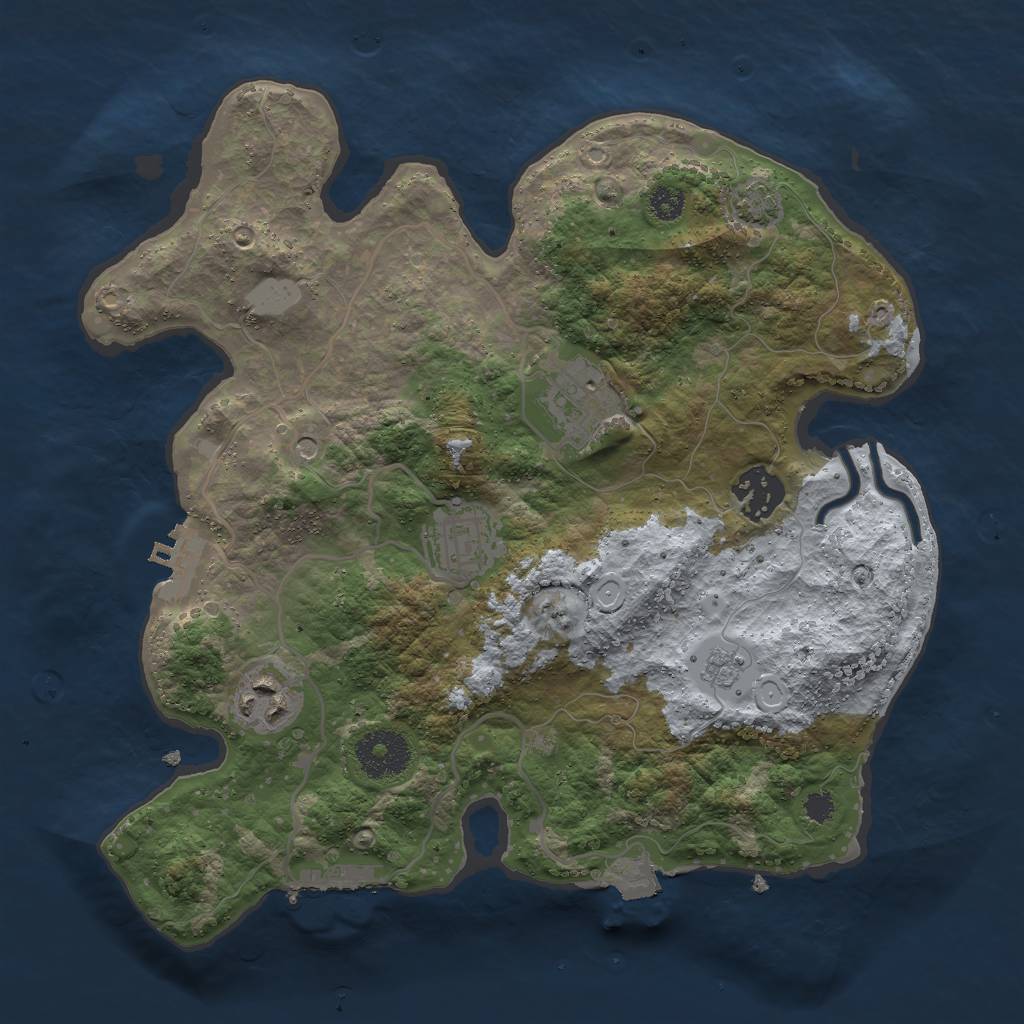 Rust Map: Procedural Map, Size: 3000, Seed: 19127, 12 Monuments