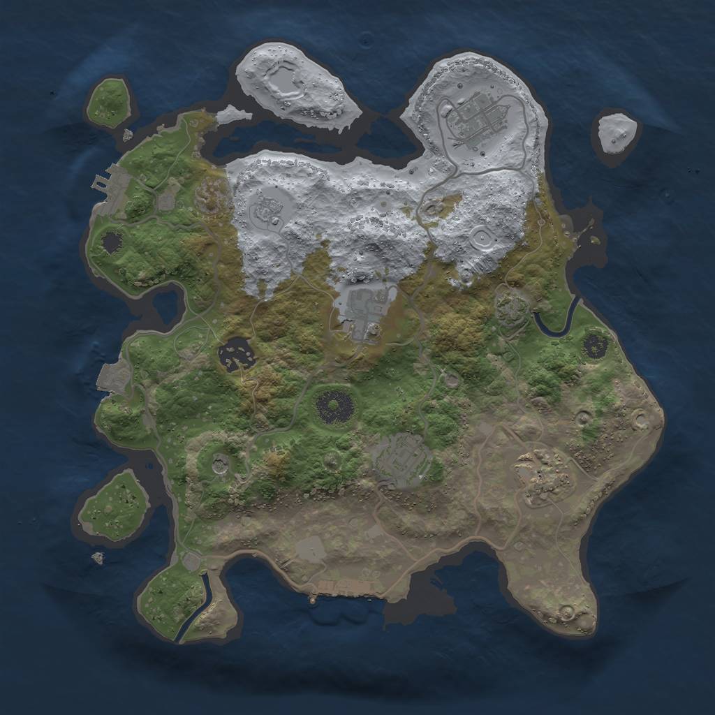 Rust Map: Procedural Map, Size: 3000, Seed: 1935047, 13 Monuments