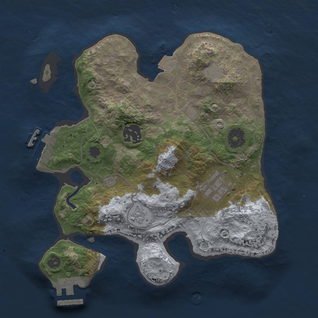 Rust Map: Procedural Map, Size: 2500, Seed: 627446662, 8 Monuments