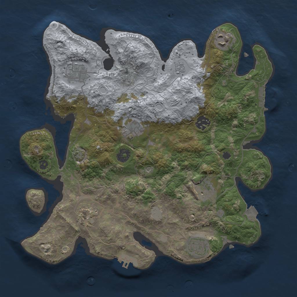 Rust Map: Procedural Map, Size: 3200, Seed: 1043721718, 15 Monuments