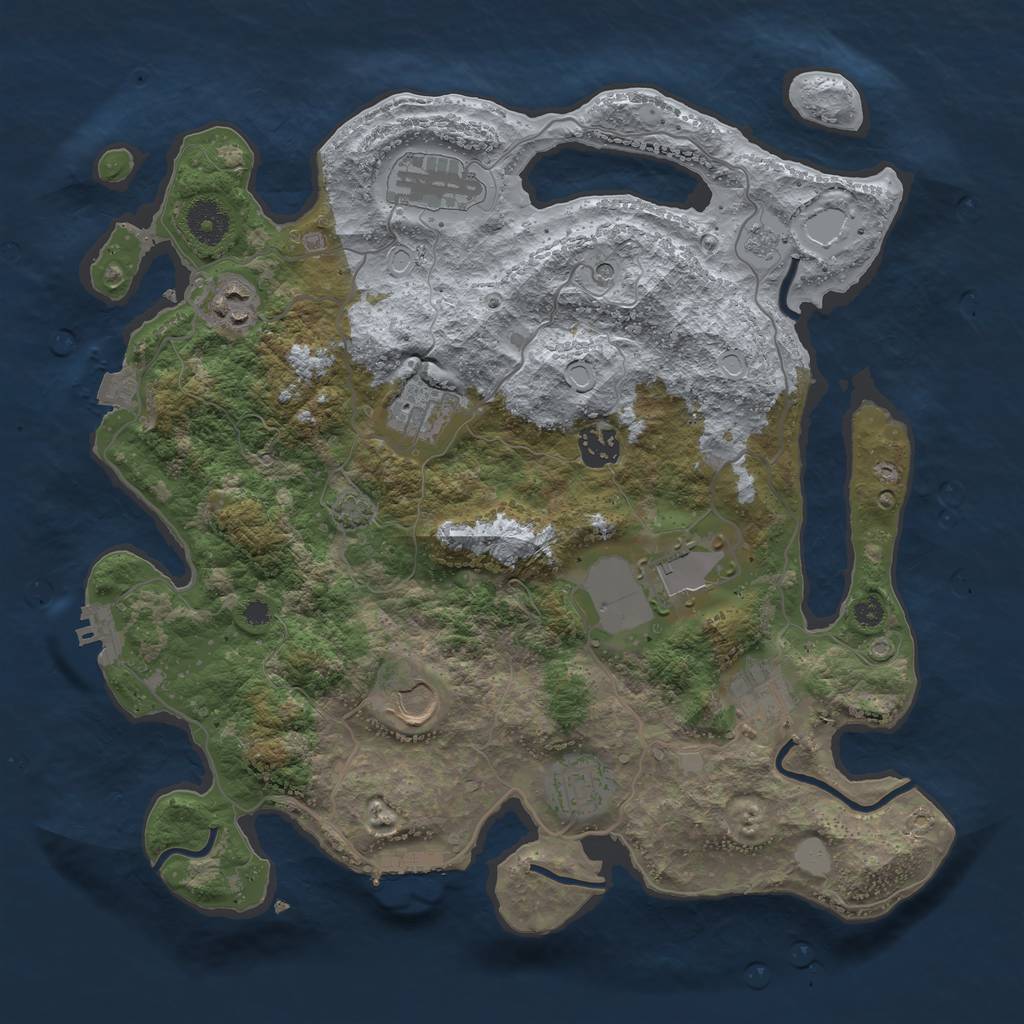 Rust Map: Procedural Map, Size: 3600, Seed: 55073590, 16 Monuments