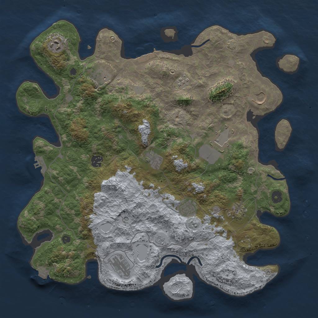 Rust Map: Procedural Map, Size: 4000, Seed: 627653494, 18 Monuments