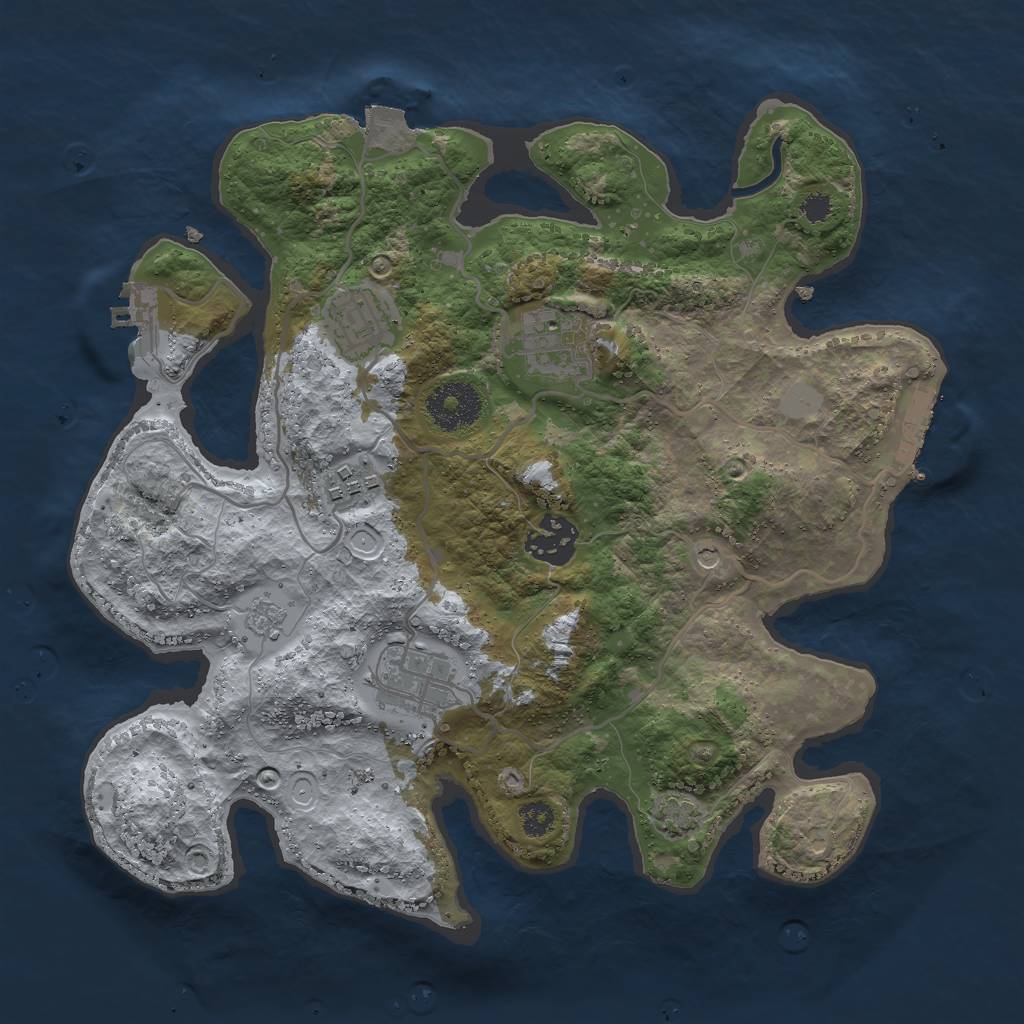 Rust Map: Procedural Map, Size: 3000, Seed: 1924929907, 13 Monuments