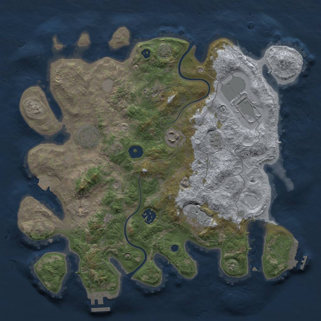 Rust Map: Procedural Map, Size: 3500, Seed: 31577, 13 Monuments