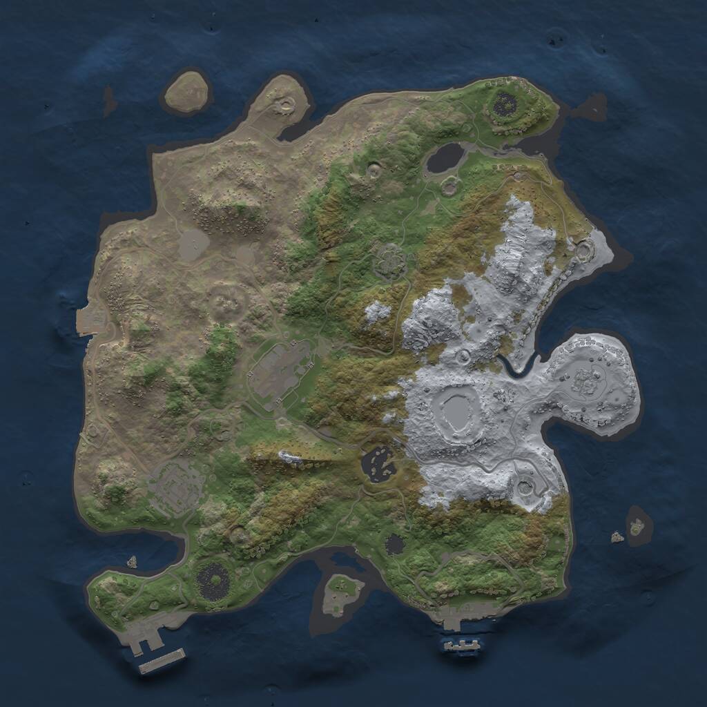 Rust Map: Procedural Map, Size: 3000, Seed: 608104986, 9 Monuments