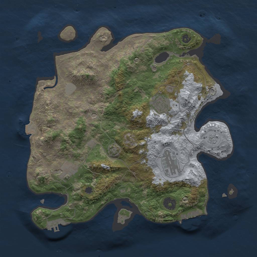 Rust Map: Procedural Map, Size: 3000, Seed: 608104986, 11 Monuments
